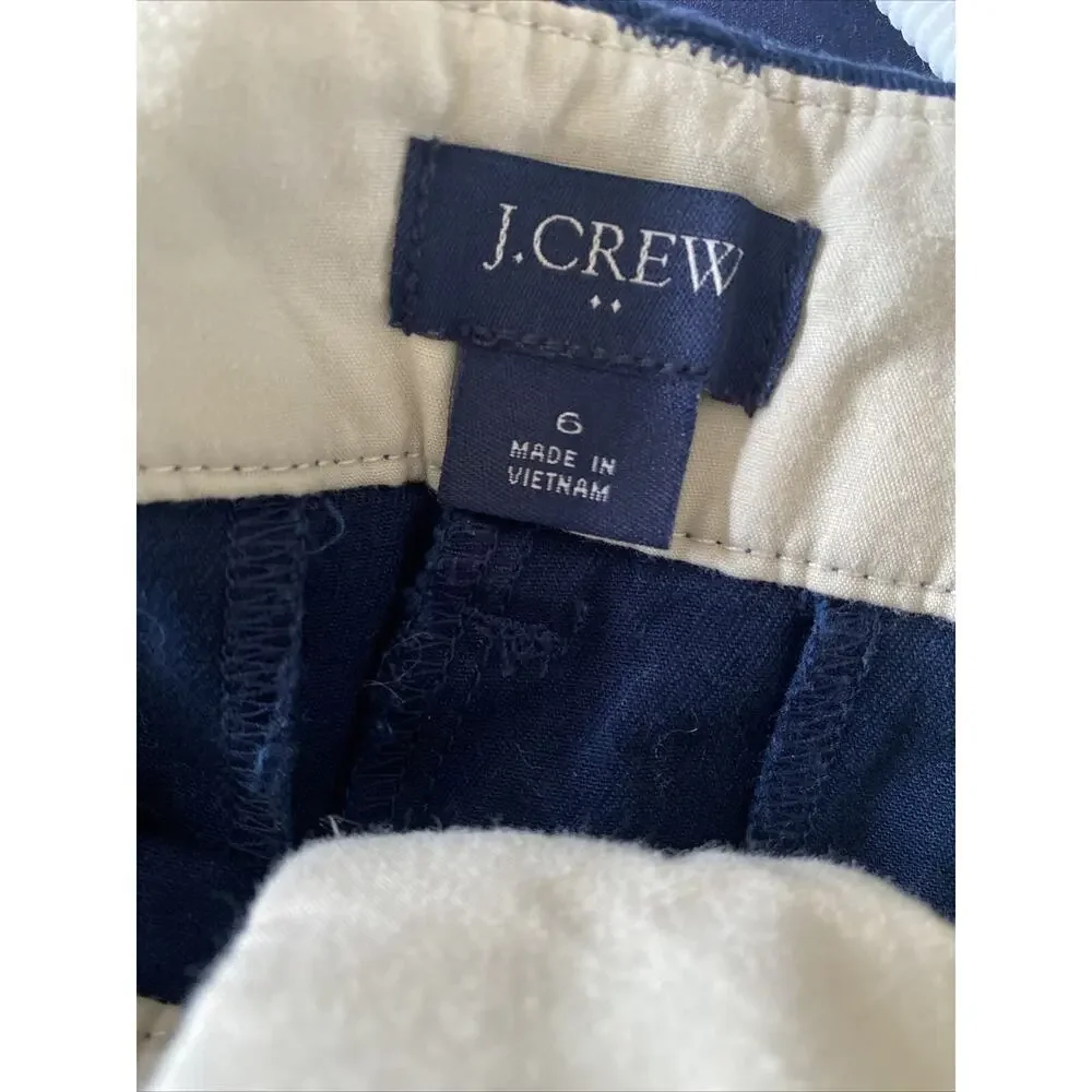 J Crew Women's 6 Navy Chino Shorts Coastal Nautical Summer‎ Maritime